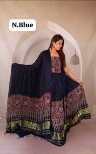 Ajrakh Lehenga with Dupatta Handcrafted <b>Block</b> <b>Print</b> Ethnic Wear Navratri Garba Lehenga Set - Product Image 5