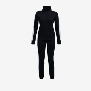 <b>Women</b> Autumn Sporty Tracksuit Set Black Full Sleeve Stand Collar Zipper <b>Fly</b> Side Pockets Regular Fit Solid Design Breathable - Product Image 2