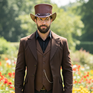 หมวกหนังทรงสูง สไตล์สตีมพังก์ ดีคก์สัน ไบค์เกอร์ ไรเดอร์ หมวกโกธิค สตีมพังก์ หมวกหนังทรงสูงทำมือ สตีมพังก์ คอสเพลย์ - Product Image 6