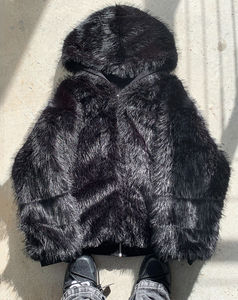 Veste réversible zippée en polaire épaisse double couche tendance pour homme, avec capuche en fourrure, épaules tombantes, idéale pour l'hiver – Fabricant - Product Image 4