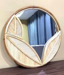 Miroir rond, meubles modernes en rotin, miroir classique, miroir mural, miroir décoratif - Product Image 3