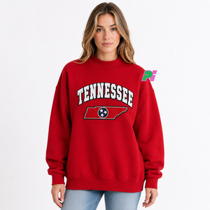 เสื้อสเวตเชิ้ตคอเต่าสีแดงพร้อมตัวอักษร TENNESSEE และลายปัก MAP เสื้อสเวตเชิ้ตคอเต่าหนานุ่มสำหรับฤดูหนาว - Product Image 1