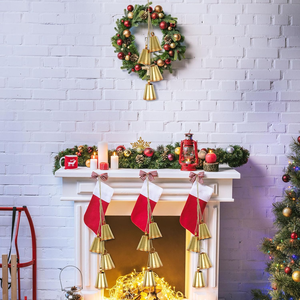 ชุดกระดิ่งโลหะห้อย4ชิ้นสีทองบนเชือกสไตล์วินเทจสำหรับบ้านไร่คริสมาสต์ไม่เป็นสนิมแบบโบราณ - Product Image 3