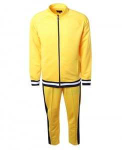 <b>Yellow</b> Unisex <b>Tracksuit</b> Full Zipper Stand Collar Solid Color Casual Sportwear Breathable Polyester Autumn Wear - Product Image 1