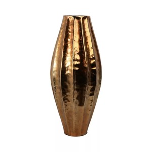 Vase de sol en laiton fait main Desert Bloom avec texture côtelée, finition dorée moderne, 27 pouces de hauteur, pièce d'art décorative - Product Image 3