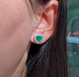 Boucles d'oreilles romantiques en forme de cœur avec halo de diamants de laboratoire, plaquées or, à fermoir poussoir, bijoux fins pour mariage et soirée - Product Image 3