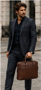 Gravs – sac messager noir en cuir véritable pour ordinateur portable, grand sac souple rétro pour bureau, travail quotidien, étanche, durable, portable - Product Image 5