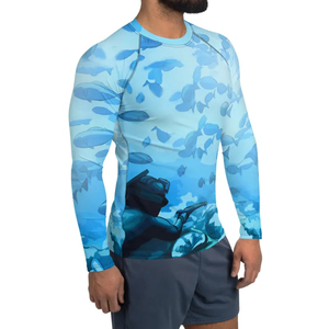 Direct Factory-Made Men's Rash Guard Adult Swimming <b>Compression</b> <b>Shirt</b> Full Sleeves Breathable Quick-Dry Anti-UV Men's Rash Guard - Product Image 2