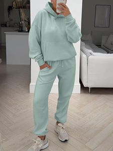 Ensemble de survêtement décontracté en molleton de coton pour femme, couleur unie, coupe ample, toutes saisons - Product Image 5
