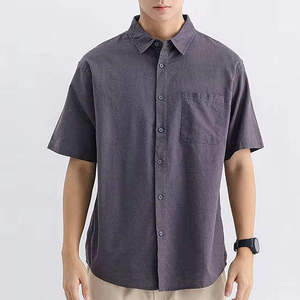 OEM 2026 New Arrival Casual Cotton <b>Linen</b> <b>Top</b> Custom Logo Short-Sleeved Shirt Lightweight Man Summer Button Down Shirt - Product Image 5
