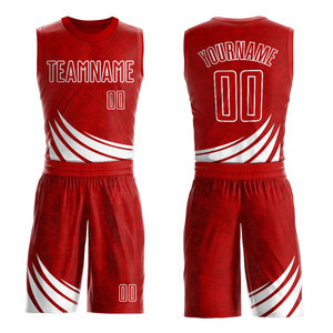Conjunto de Uniforme de Baloncesto Rojo Personalizado, Nombre del Equipo Sublimado, 00, Malla Transpirable, Sin Mangas, para Adultos, Todas las Temporadas - Product Image 1