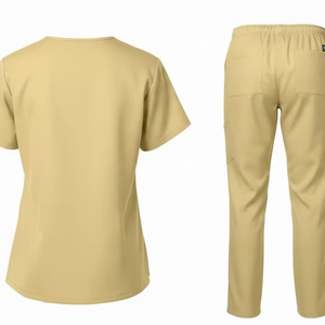 Ensemble d'uniformes médicaux professionnels pour hommes et femmes, vêtements de travail pour infirmières d'hôpital, col en V, manches courtes, respirant, jersey 100% coton - Product Image 3