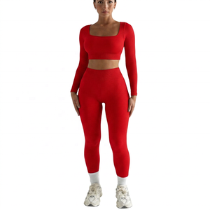 Women's 2 Piece Yoga Square <b>Crop</b> Mid Waist Breathable Lace <b>Leggings</b> Full Length Solid Black Activewear - Product Image 4