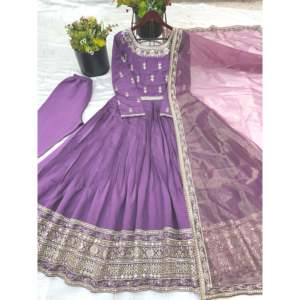 Vestido de noche con bordado pesado completo Secuencia Ropa de fiesta de trabajo con Pent y Dupatta - Product Image 6