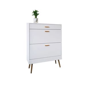Moderno Armadio per Scarpe da 16 Paia con 2 Cassetti Ribaltabili, Organizzatore Bianco in MDF per Ingresso, per Tacchi e Stivali - Product Image 6