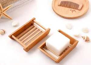 Rectangular Bamboo Soap Dish Drain Slots Wooden Sponge Holder Bathroom Hardware Skies Trader - Product Image 4