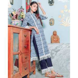 Ensemble Kurta pour femmes en denim bleu respirant en coton et fibre de bambou XS - Product Image 5