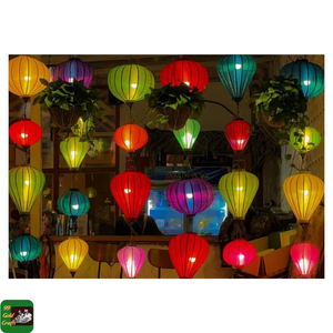 Lanterne en soie avec cadre en bambou pour événements de jardin, mariages et décorations festives, de Hoi An, Vietnam, pour un style festif - Product Image 2