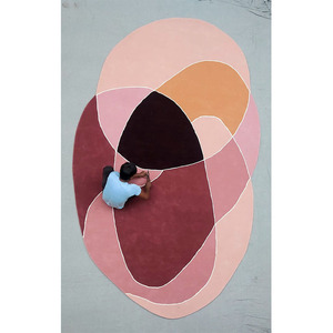 Alfombra Moderna Hecha a Mano con Diseño Geométrico Rojo, Alfombra de Lana con Acabado Suave para Sala de Estar, Decoración Elegante para el Hogar - Product Image 1