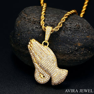 Collier pendentif Hip Hop en argent sterling 925 massif plaqué or rose jaune, design unisexe pour hommes et femmes, diamant Moissanite - Product Image 1