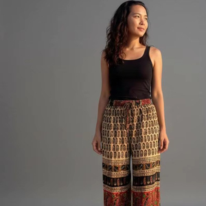 กางเกงชุดนอนผ้าเรยอนเครป โบโฮ ฮิปปี้ ขากว้าง ชุดลำลอง เสื้อกล้าม เสื้อคลุมสำหรับงานแต่งงาน เสื้อคลุมทุกฤดู ของขวัญวันเกิด - Product Image 1