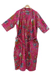 Bata Kimono con Estampado de Dibujos Animados para Mujer, de Algodón Suave y Transpirable, Camisón de Verano Hecho a Mano, ODM, Cuello en V, Cintura Elástica, Largo Completo/Hasta la Rodilla - Product Image 4