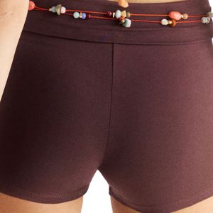 Shorts de algodón de cintura alta con pliegues, shorts mini casuales para mujer, tela elástica, suave y transpirable, shorts cortos de verano a la moda, ajustados. - Product Image 4