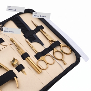 Kit complet d'outils de retrait d'extensions capillaires à micro-anneaux : Pince à retirer les perles, Crochet de tirage, Enfileur de boucles, Ciseaux de barbier, Peigne - Product Image 4