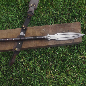 Lanza Vikinga Corta Forjada a Mano con Empuñadura de Madera de Palisandro, Decoración Medieval - Product Image 1