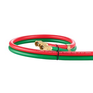 Tubo per ossigeno e acetilene da 1/4 di pollice x 15 piedi con raccordo 9/16'' 18 B, torcia per saldatura e taglio di grado T, doppio tubo 300 PSI per saldatura e brasatura - Product Image 6