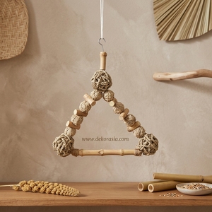 Natural Brown Bamboo Agel Fiber Classic Triangle Hanging Bird <b>Swing</b> Perch Chew Toy Small Medium Birds Pet Cage Accessories Dekor - Product Image 5