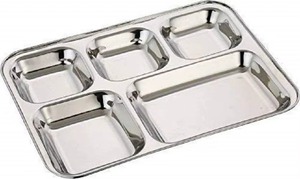 Assiettes de camping rectangulaires en acier inoxydable avec compartiments, écologiques, pour le déjeuner, avec couvercle, design classique et minimaliste - Product Image 5