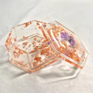 Luxury Hexagon Epoxy Resin Jewelry <b>Box</b> with Rose Gold Foil Decorative Storage <b>Box</b> Handmade <b>Trinket</b> <b>Box</b> Ring <b>Box</b> Gift <b>Box</b> - Product Image 6