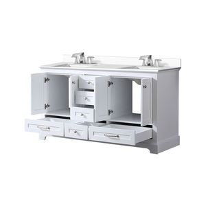 Mobile bagno doppio bianco da 60 pollici L X 22 Pollici Set Rubinetto Bianco con Top in Quarzo per Mobili Bagno - Product Image 5