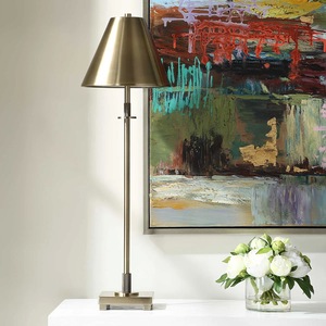 Designer Gold Brass Table Lamp with Marble Base, Stylish Home and Hotel Accent <b>Lighting</b> - Product Image 1