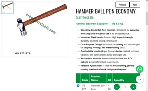 Economy <b>Ball</b> Pein Hammer 4 Oz 8 Oz Hardened Steel Jewelry Tools Metalworking Hand Tool Durable Workshop | Item No GS-977 - Product Image 3