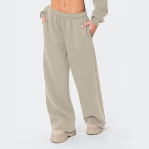 <b>Women</b> Retro Winter Wide <b>Leg</b> <b>Joggers</b> Full Length Terry Fleece Sweatpants Soft Fabric Breathable Casual Sportswear Pants - Product Image 4