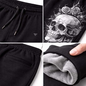 Pantalones Deportivos Negros Personalizados para Hombre, con Estampado Gráfico de Calavera, Mezcla de Algodón, Corte Ajustado, Estilo Urbano, Casuales, con Bolsillos - Product Image 4