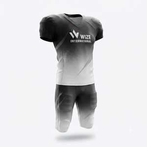 Maillot de football américain sublimé Wize International unisexe à manches courtes, col en V, anti-humidité, coupe classique, nom d'équipe personnalisé - Product Image 3