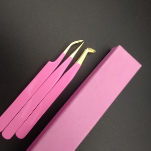 Ensemble de pinces à cils personnalisées de marque TS005/10 en acier inoxydable, antistatiques, à pointe lisse, durables pour la manucure des sourcils/cils, personnalisables - Product Image 2
