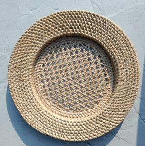 Assiette de présentation en rotin tressé naturel, tapis de table en osier fait main, durable, écologique, décoration de table ronde, assiettes en rotin - Product Image 5