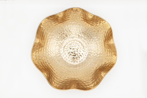 Wave Edge Scalloped Design Wabi Sabi Bloom Shape <b>Large</b> Decorative Hammered Metal Modern Handicraft Bowls Dishwasher <b>Safe</b> - Product Image 2