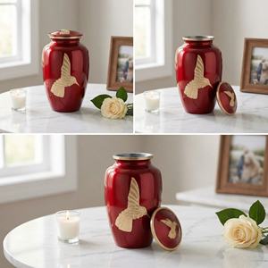 Urna Funeraria Moderna de Metal Hecha a Mano con Diseño de Colibrí Rojo, Urna Conmemorativa para Cenizas Humanas, Recuerdo para Entierro, Homenaje a Adultos - Product Image 5