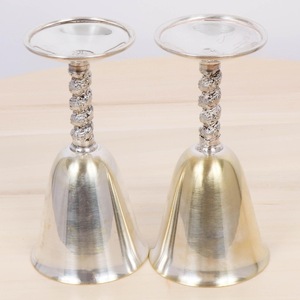Handmade Long Stem Wine <b>Glass</b> For Wedding Occasion 2 Pieces Vintage Stainless Steel <b>Goblets</b> Bell Shape - Product Image 4