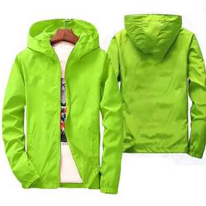 Veste décontractée unisexe rose à capuche avec fermeture éclair, coupe-vent, légère, en polyester, coupe régulière, couleur unie, pour le printemps - Product Image 6