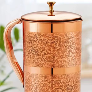 Copper jug set for stylish countertop <b>water</b> arrangement <b>water</b> serving metal set with <b>glasses</b> durable reusable kitchen dining dri - Product Image 1