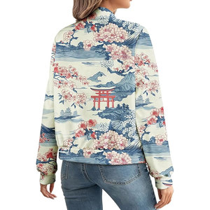 New Design <b>Womens</b> Woven Floral Print Lightweight Bomber <b>Jacket</b> Custom Wholesale Outerwear Custom Colors Sizes OEM Service - Product Image 4