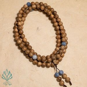 Excellent rapport qualité-prix : Bijoux en bois d'agar naturel vietnamien, Mala 108 perles avec corail bleu et perles en or 24 carats, style minimaliste unisexe - Product Image 2