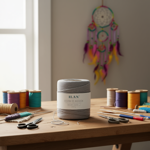 Bobina di corda di cotone Ilan 4mm grigia 250g per lavori artigianali - Product Image 2