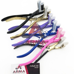 High Quality Custom Logo Professional Press Tape in Hair Extension Pliers <b>Pink</b> Coated Stainless Steel Hair Extensions <b>Tools</b> - Product Image 5